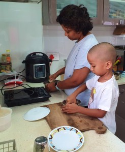 Child learning to make ro