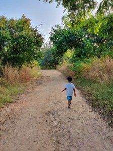 Child walking in KBR park hyderabad