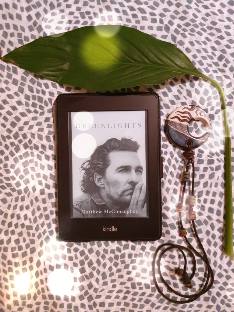 Matthew McConaughey Greenlights ebook with a large leaf and moon locket