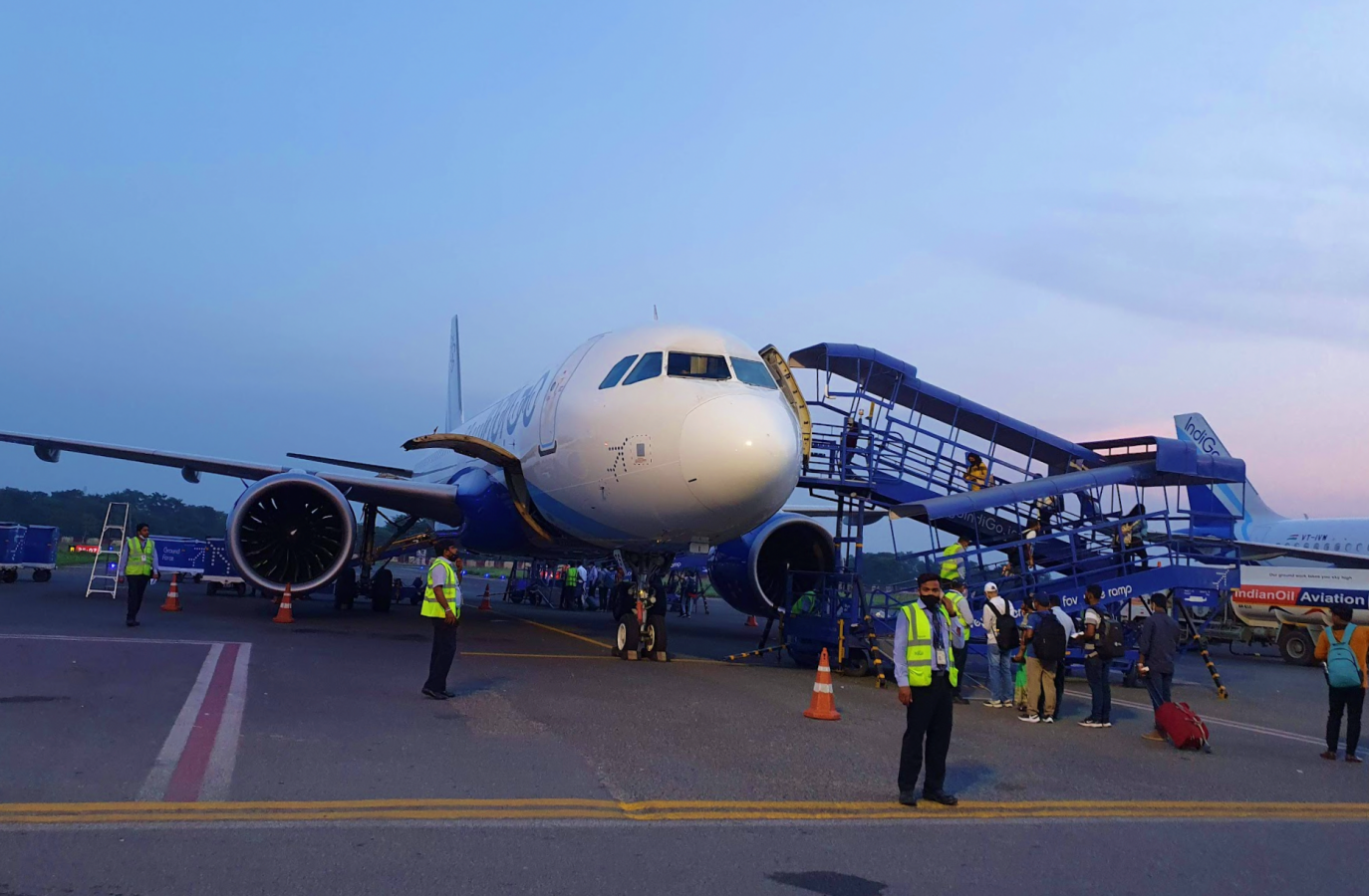 flight on tarmac at patna airport