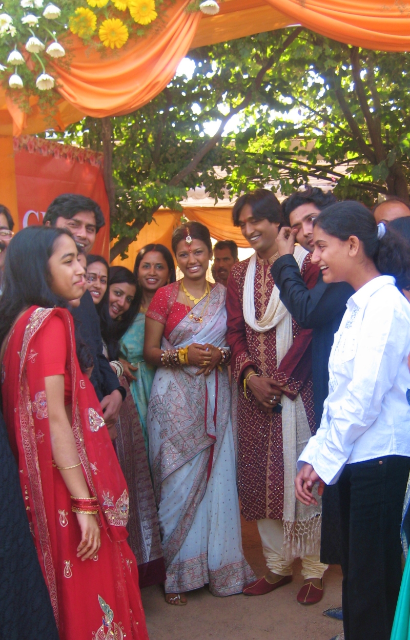 Bride's send off with laughter