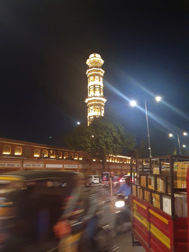 Streets of Jaipur lit up at night