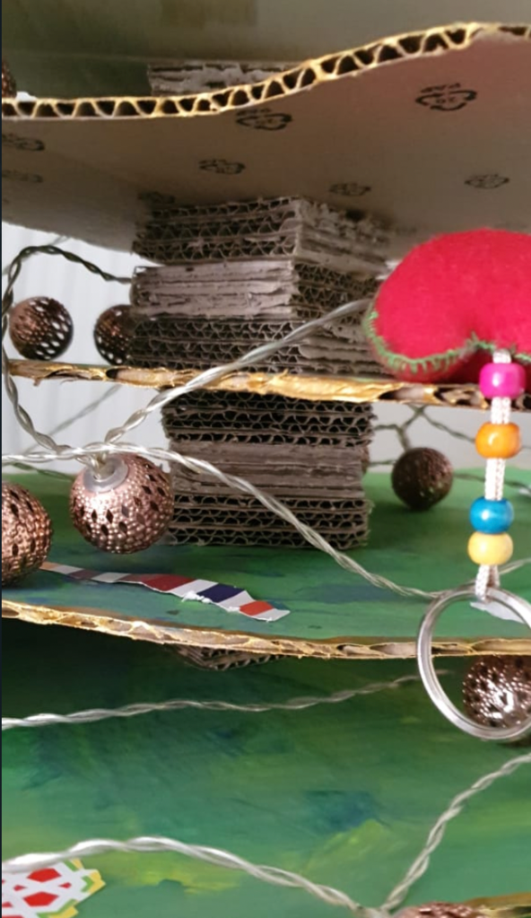 Corrugated cardboard used to make christmas tree