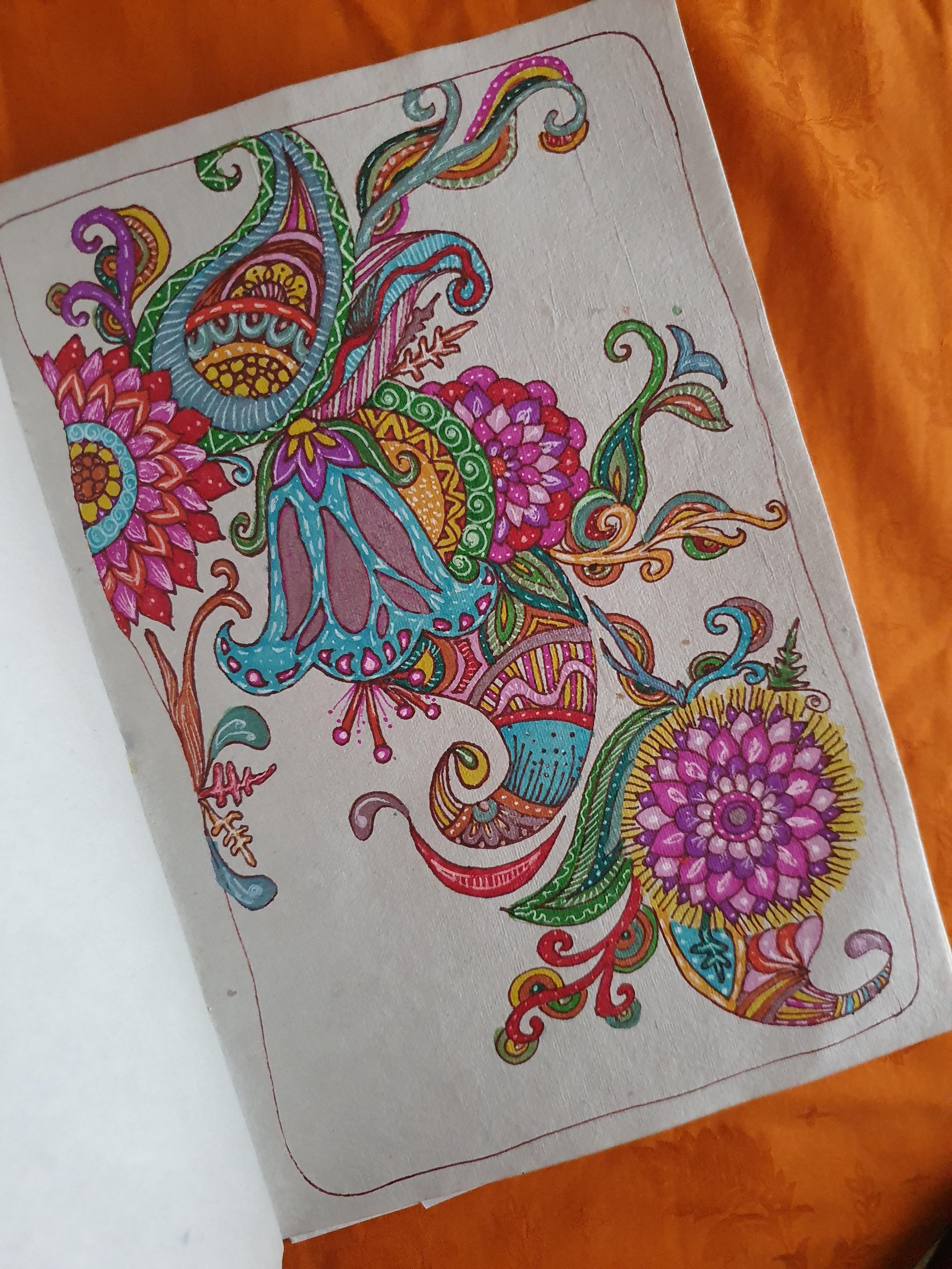 colourful floral doodle in a journal