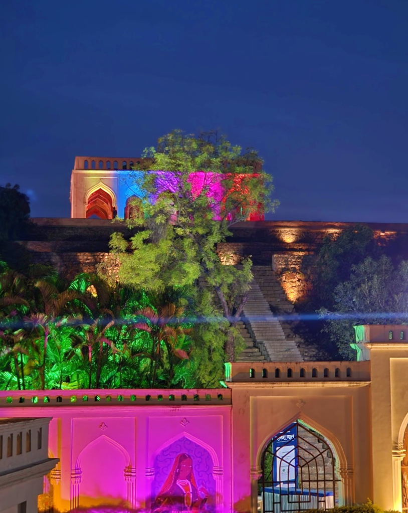Taramati Baradari Hyderabad at night