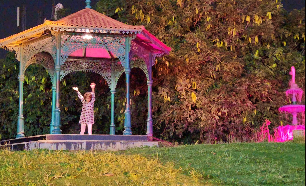 Taramati Baradari Hyderabad gazebo at night