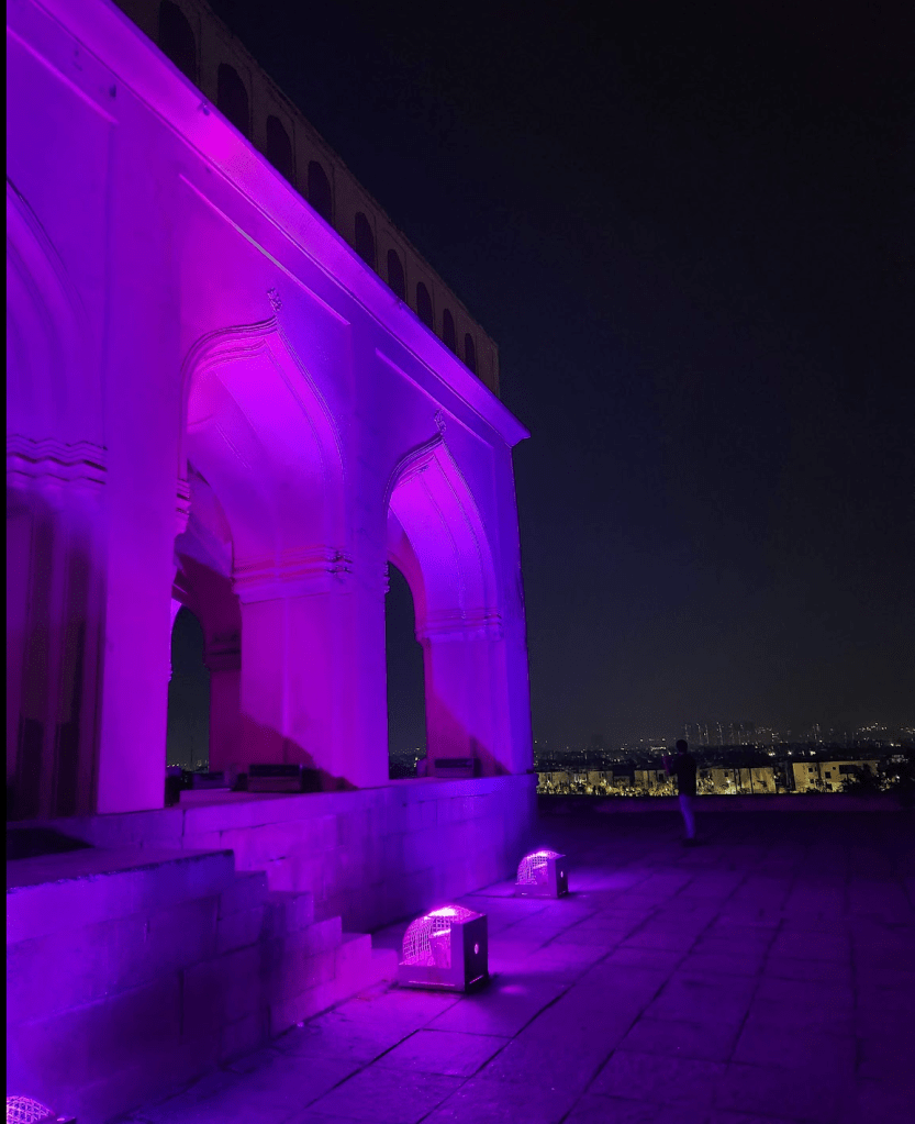 Taramati Baradari Hyderabad at night