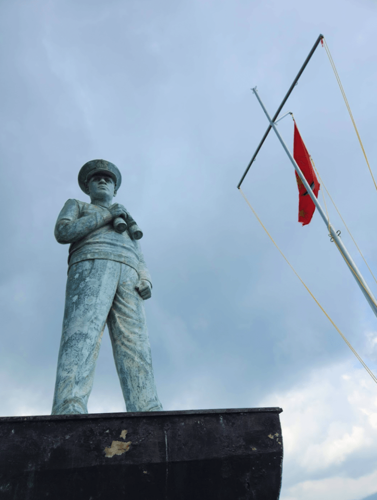 statue of a sailor with binoculars at ross island or subhash chandra bose dweep