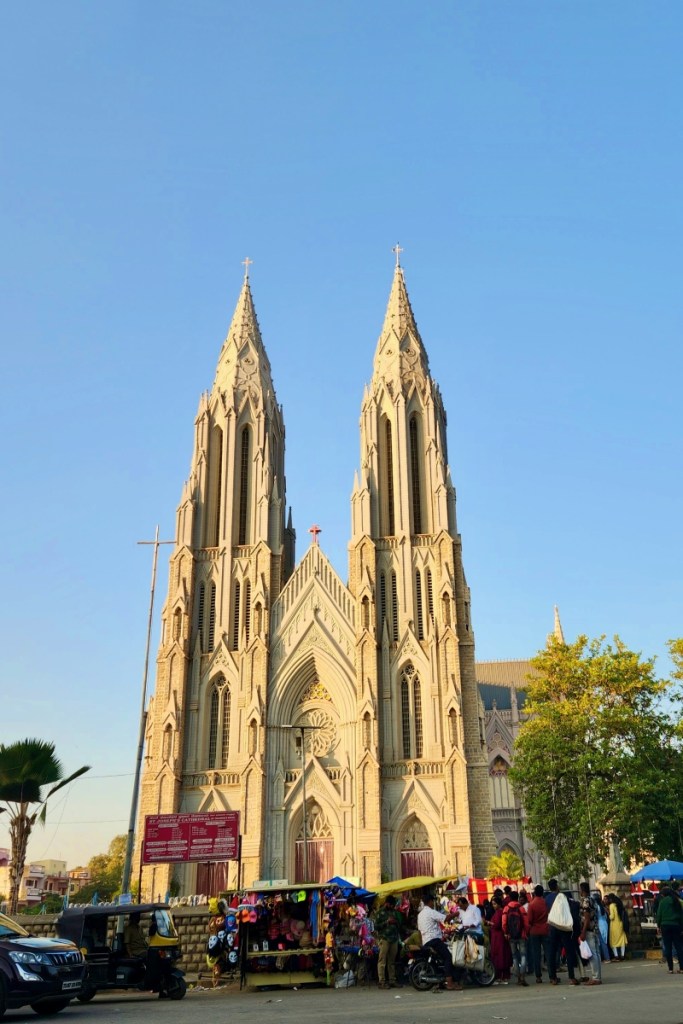 St. Philomena’s Church spires towering over the city in it's Gothic style in Mysore