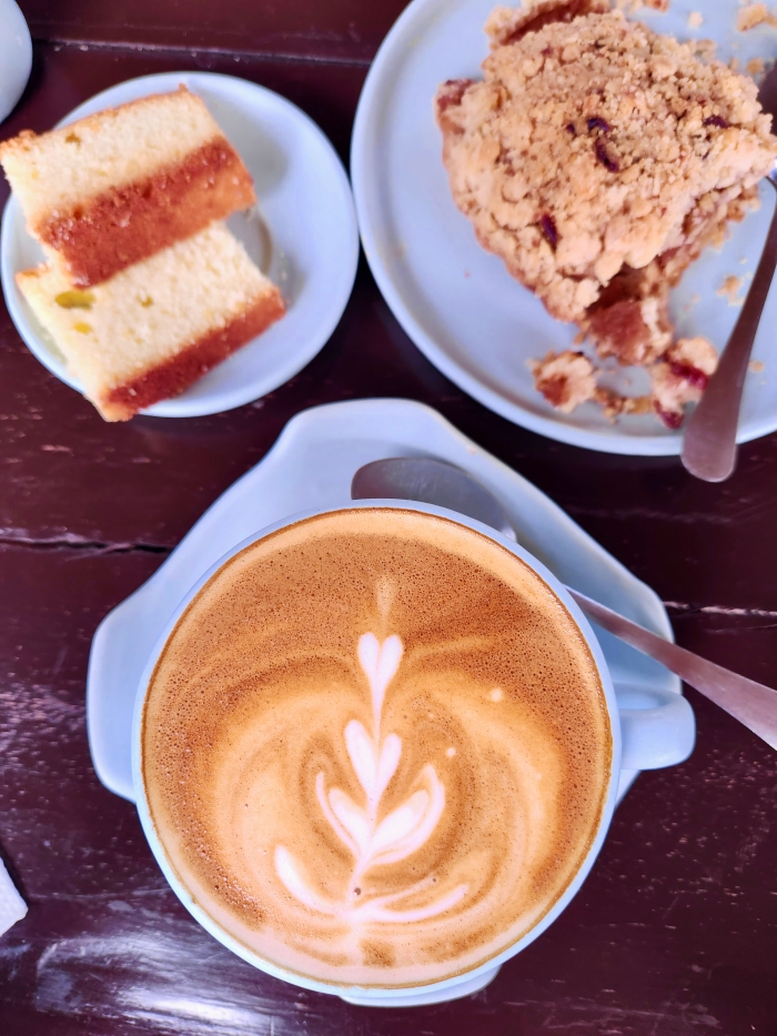 coffee, tea cakes, and apple pie