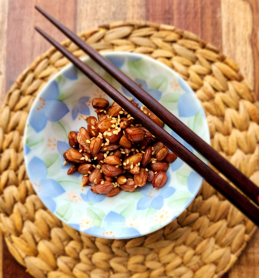bowl of soy braised peanuts