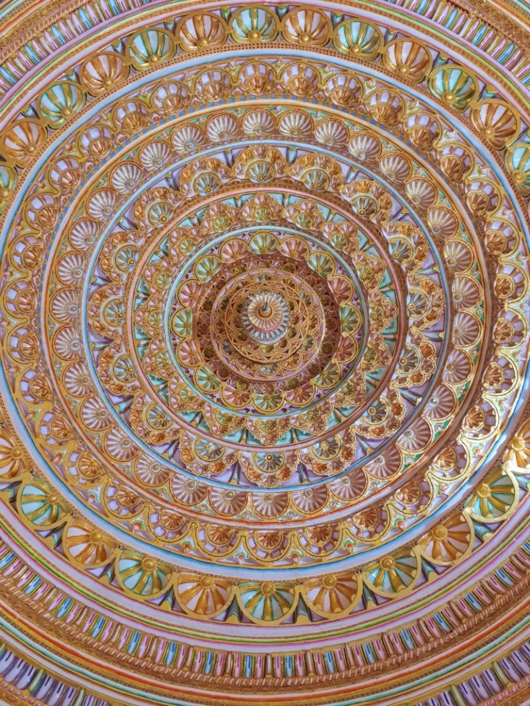 carved and painted temple ceiling