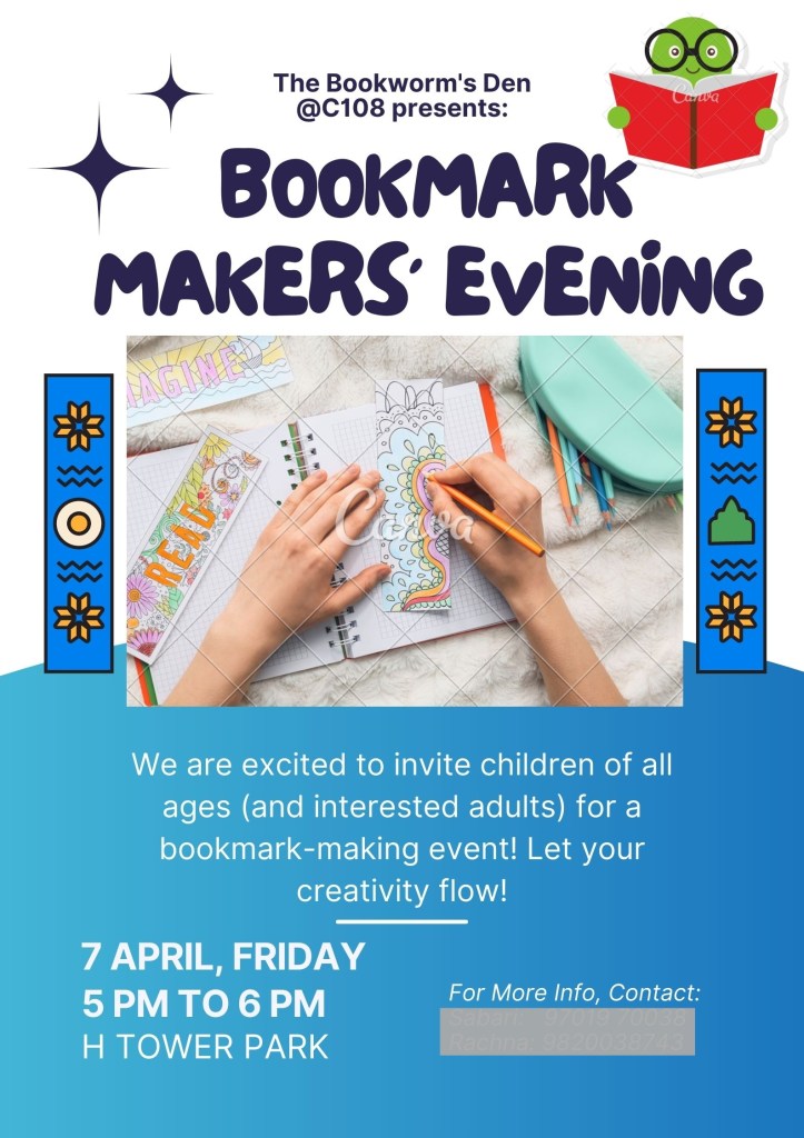 poster to announce bookmark making event