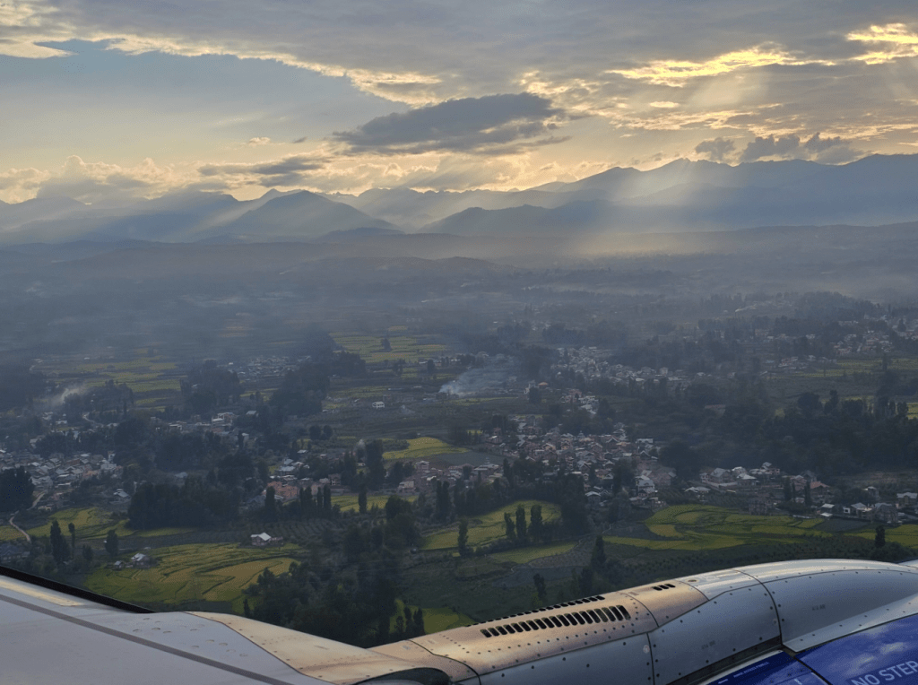 view of srinagar from the flight