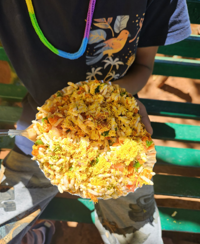 A snack break of bhel puri
