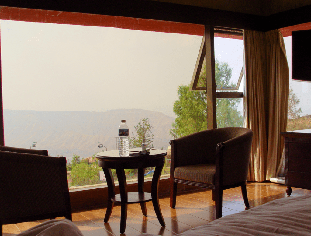 The Ravine hotel room view at Panchgani
