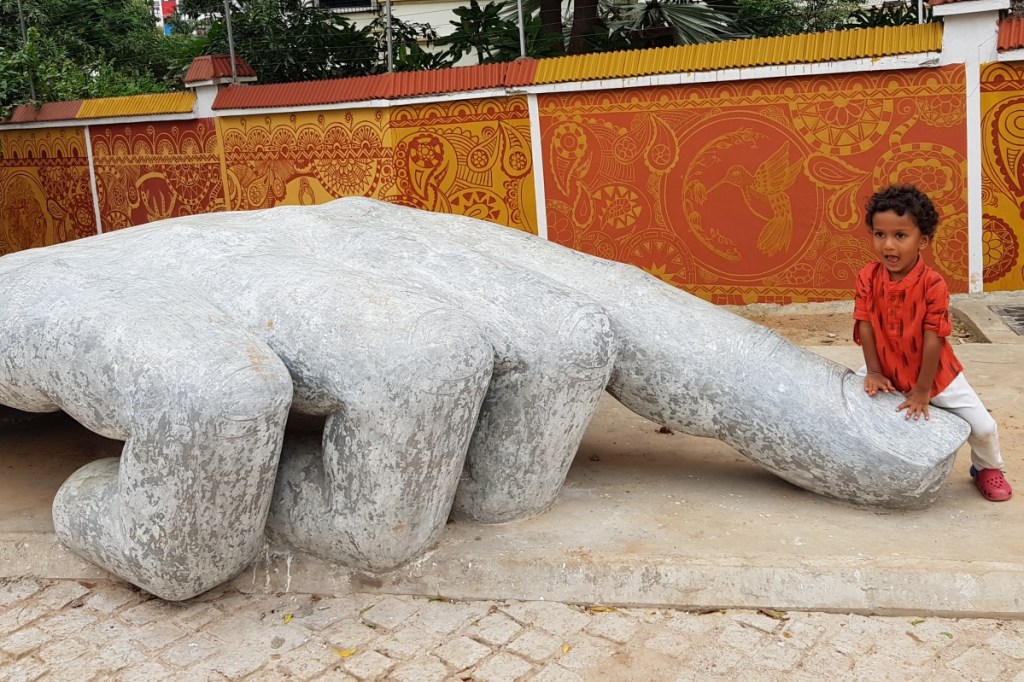 sculpture at durgam cheruvu promenade