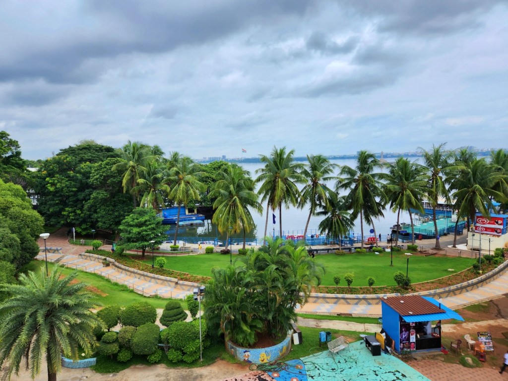 Lumbini Park view of Hussain Sagar lake