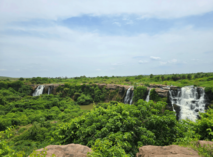View of Ethipothala Waterfalls from Haritha Resort