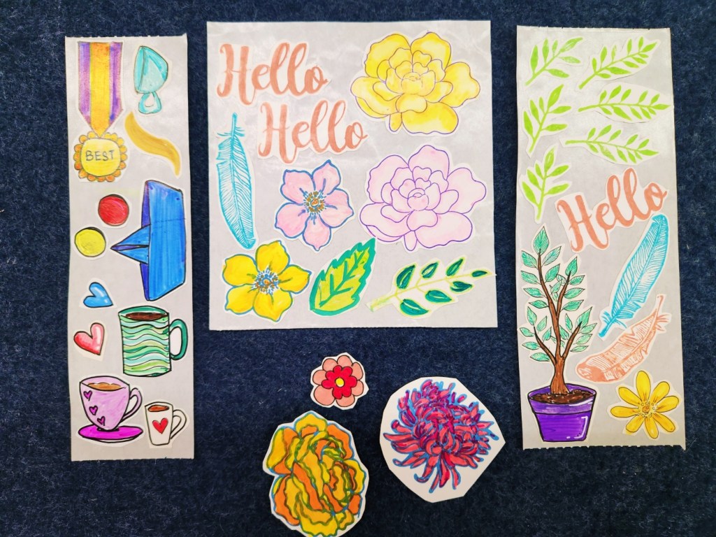 DIY Stickers with stamps floral stickers