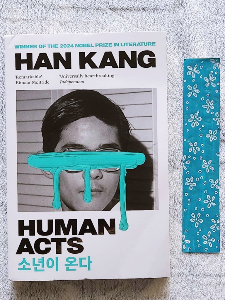 Han Kang Human acts Book review with handmade bookmark design