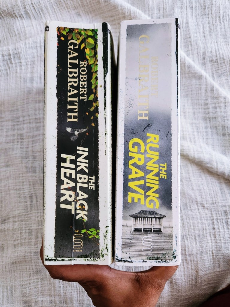 Book review of cormoran strike series, Ink Black Heart and The Running Grave by Robert Galbraith
