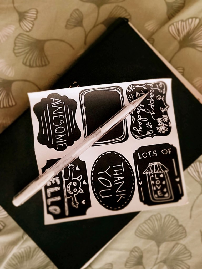 DIY Stickers label and white gel pen