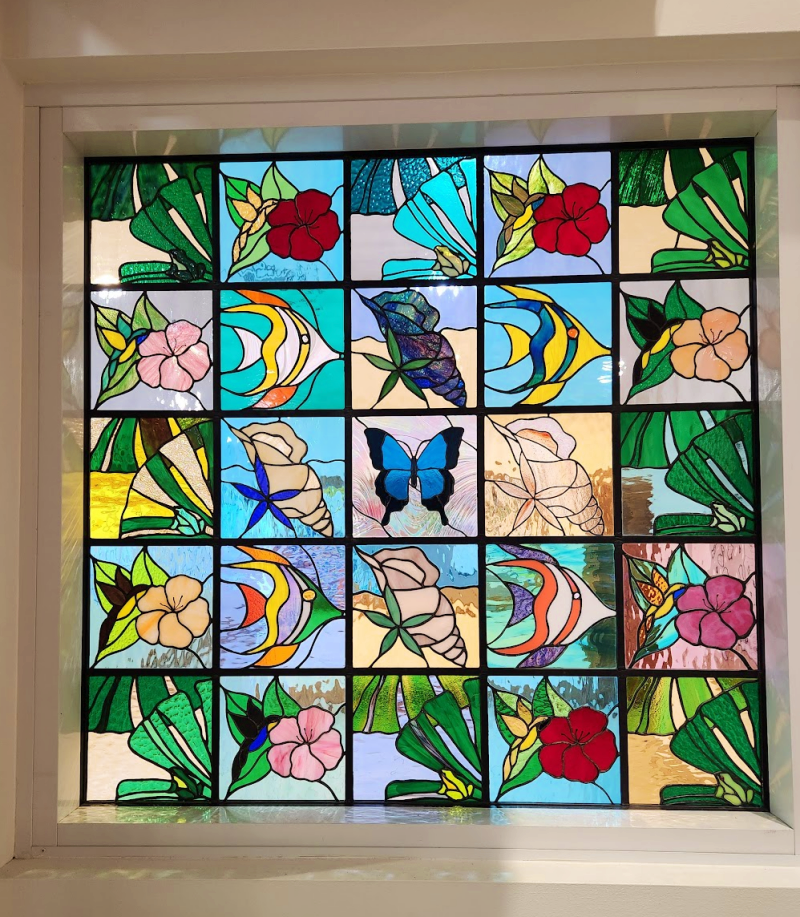 Cairns city council library stained glass window