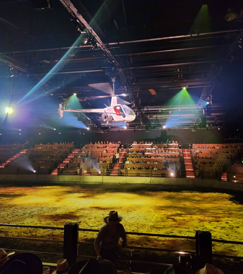Australian Outback Spectacular show with show horses and helicopter